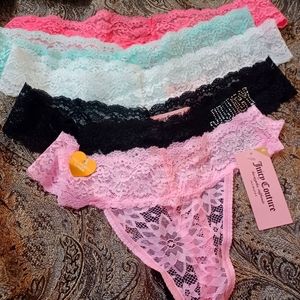 5 pack Juicy Couture all lace thongs. Size extra large. Brand new never worn.